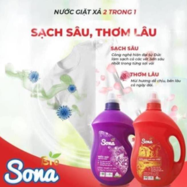 NƯỚC GIẶT XẢ 2 Trong 1 SONA 3,2kg, Hương Comfort, Hương Anh Đào