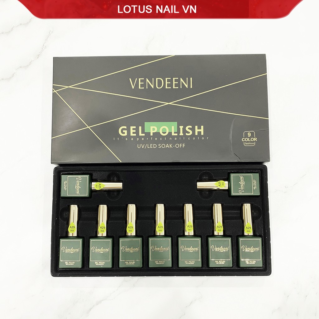 Set sơn gel mắt mèo kim cương siêu sáng Vendeeni 9 màu mã A56 tặng kèm bảng màu