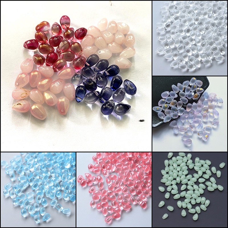 5 hạt thủy tinh giọt nước 6*9mm nguyên liệu làm trâm làm trang sức cổ trang