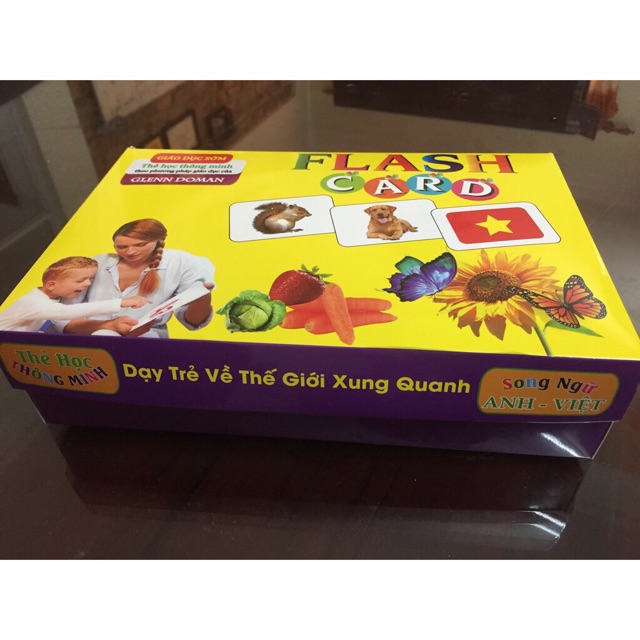 Bộ Thẻ Học Thông Minh 19 Chủ Đề Loại To Song ngữ tiếng Anh loại chuẩn Glenn Doman Flashcard cho bé từ 0-6 tuổi