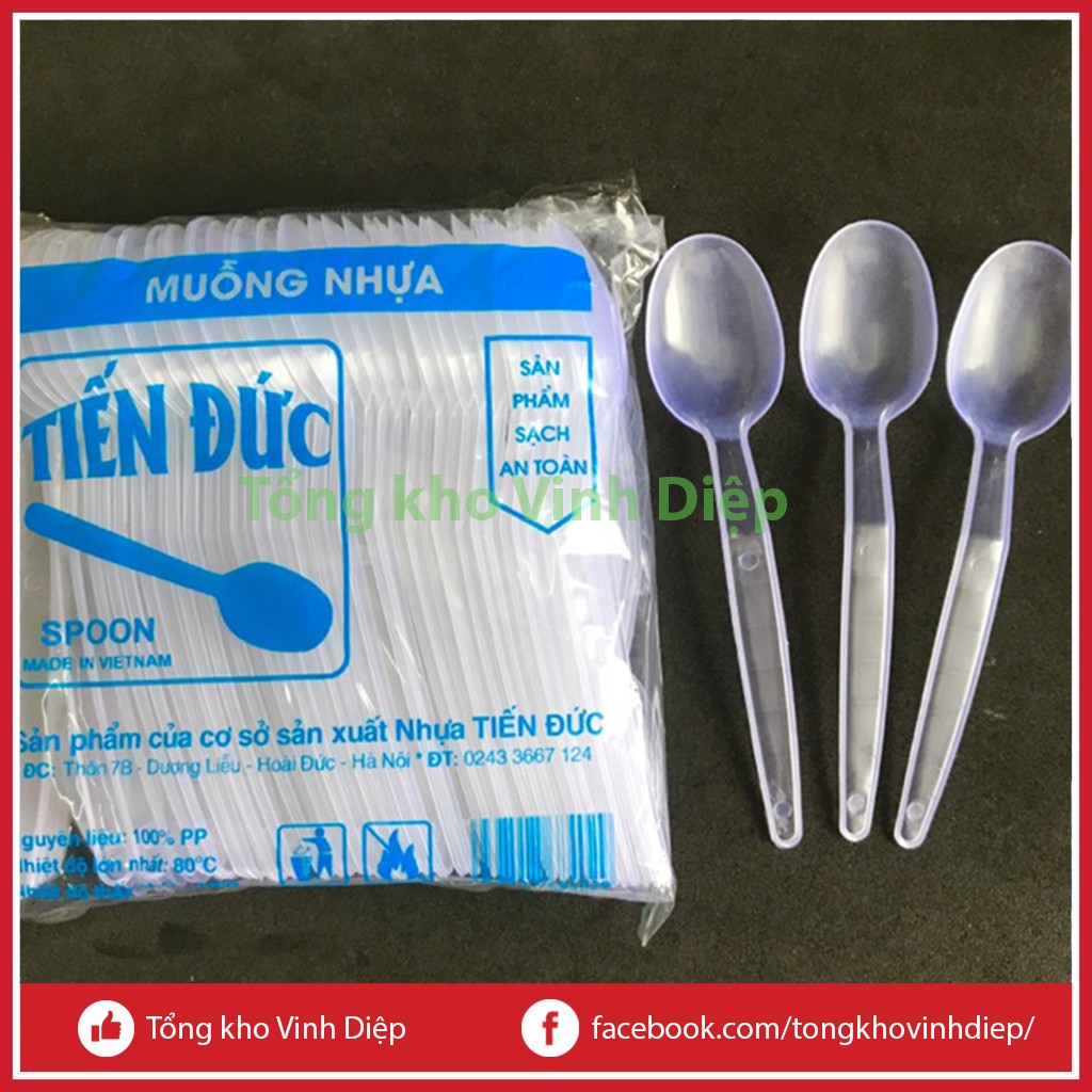 Combo túi 100g thìa muỗng nhựa trong ăn chè dùng 1 lần giá rẻ