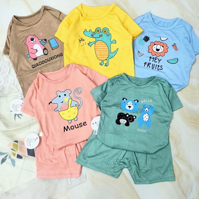 Bộ cộc tay thun lạnh cho bé trai, bé gái, đồ bộ thun lạnh cho bé trai bé gái B1