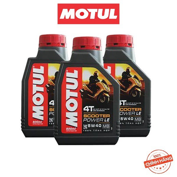 Combo Nhớt Motul Scooter Power LE SAE 5W40 MB 0.8L + Nhớt Hộp Số Motul Scooter Gear Plus 80W90 120ml Dành Cho Xe Tay Ga