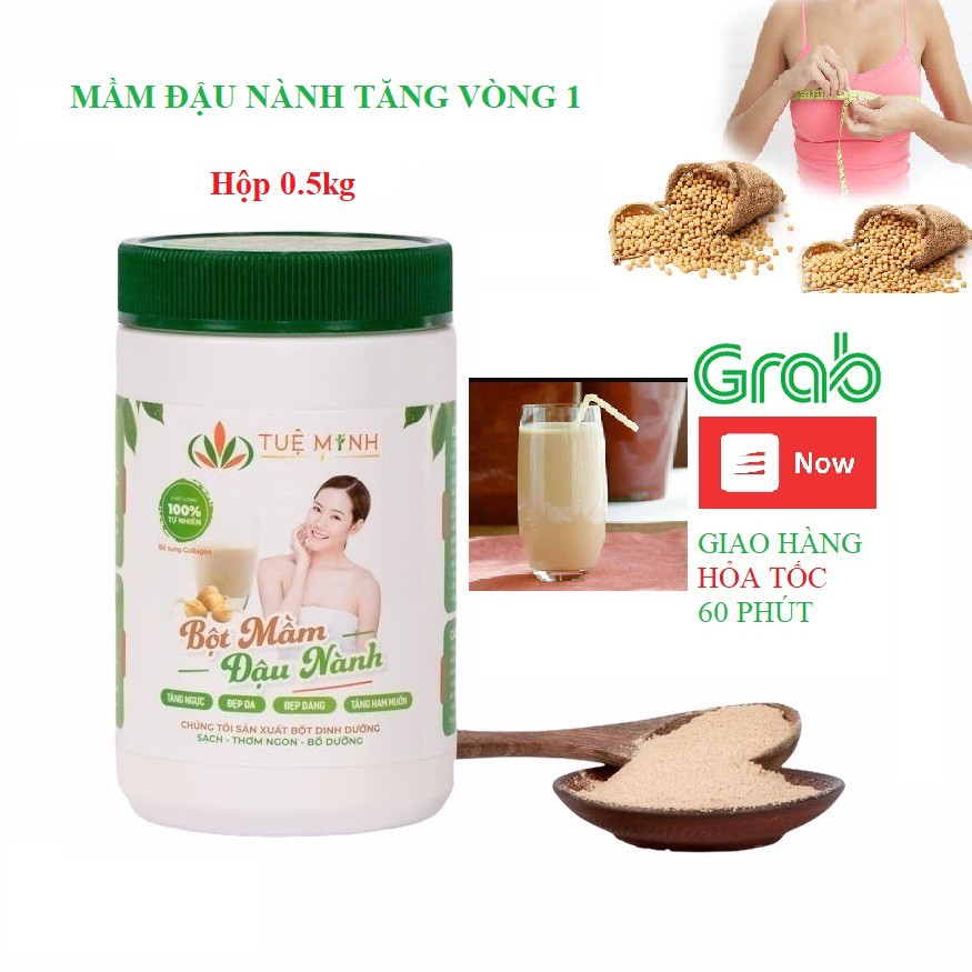 [SHOPEE MALL] 1 hộp 500g mầm đậu nành Tuệ Minh nguyên chất đầy đủ giấy ATVSTP