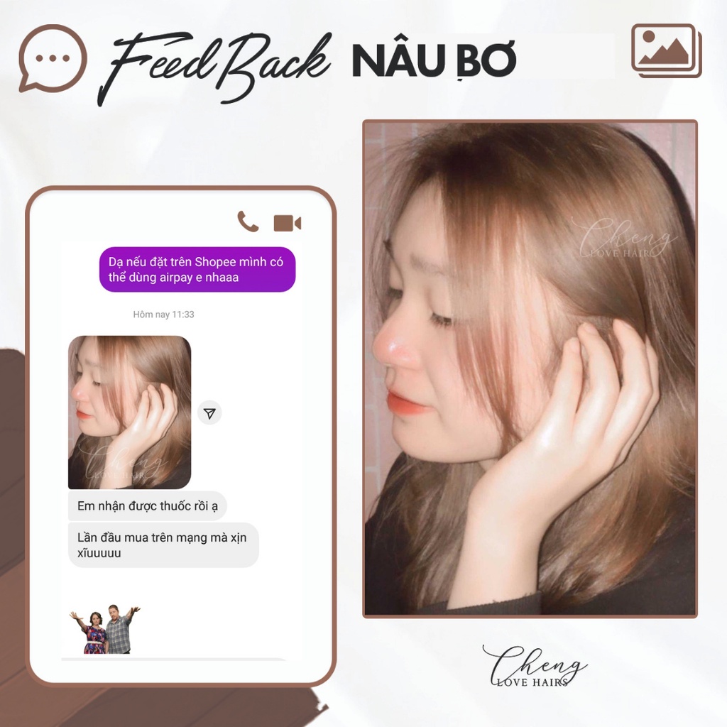 Thuốc Nhuộm Tóc Màu NÂU CARAMEL - NÂU BƠ Không Tẩy | Chenglovehair, Chenglovehairs