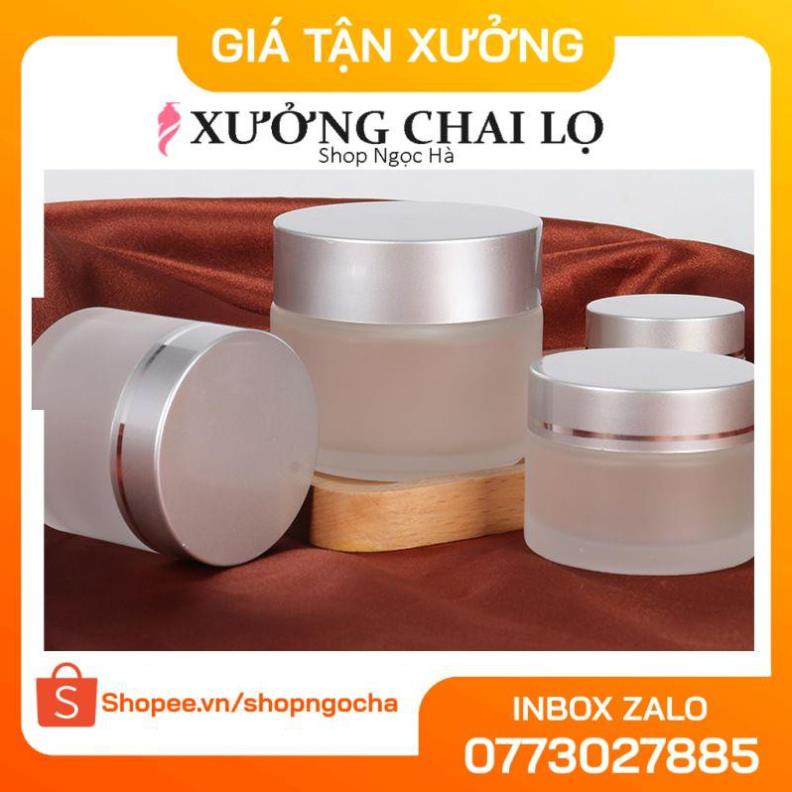 Hủ Chiết Mỹ Phẩm Thủy Tinh Nắp Bạc 30g,50g , hủ đựng mỹ phẩm , phụ kiện du lịch