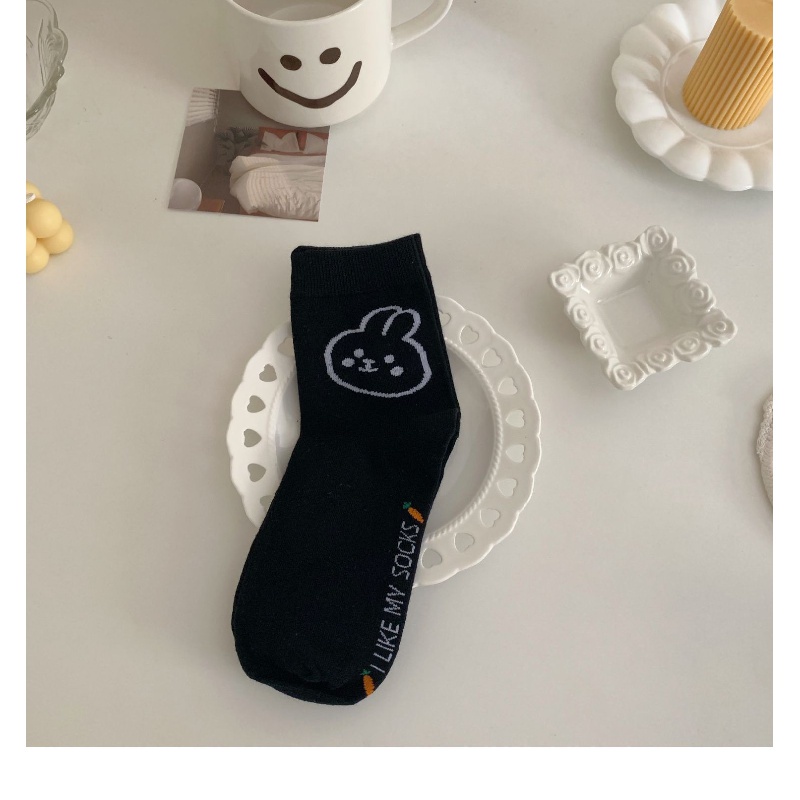 Vớ Thể Thao In Họa Tiết Thỏ Cầu Vồng Dễ Thương Phong Cách Hàn Quốc Cho Nữ