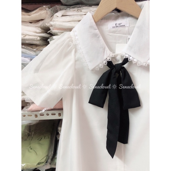 Áo sơmi babydoll voan 2 lớp tay bồng