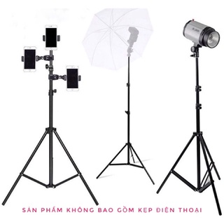 Giá đỡ 3 chân đa năng siêu cao 2 mét gắn đèn led, gắn điện thoại, máy tính bảng hỗ trợ livestream, quay video
