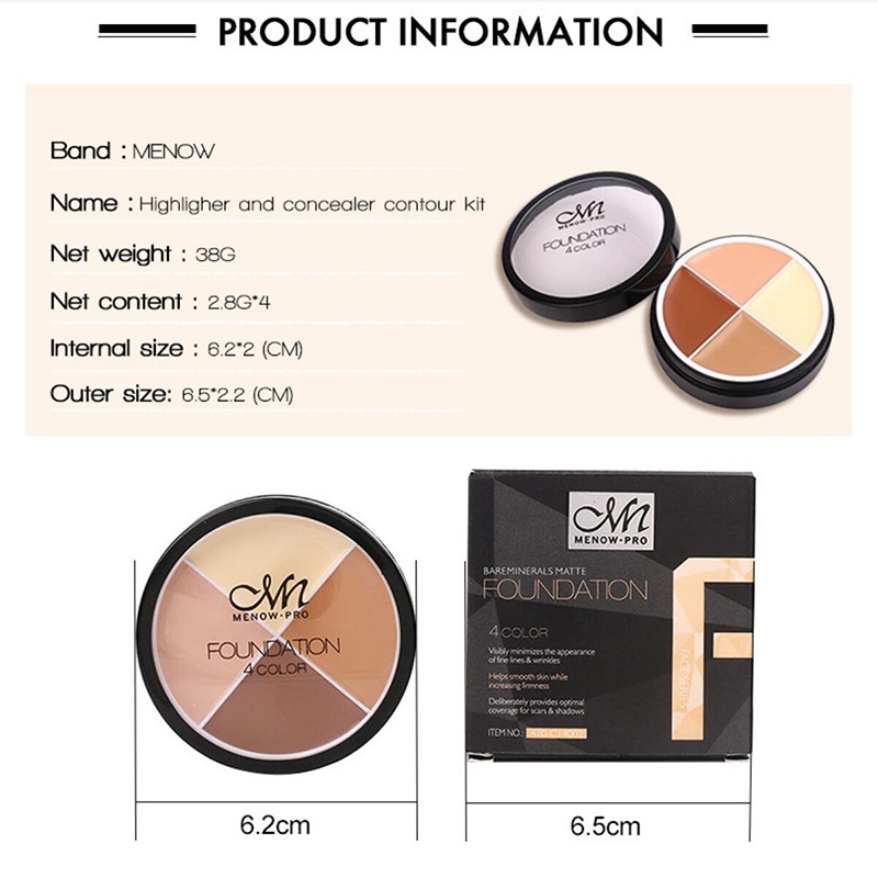 [Hàng mới về] Bảng phấn bắt sáng tạo bóng che khuyết điểm với 4 màu trang điểm thời trang | BigBuy360 - bigbuy360.vn