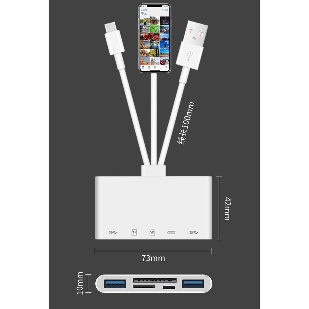 Đầu đọc thẻ nhớ SD. đầu lọc thẻ nhớ. cáp OTG kiêm đầu chuyển đổi usb cho iphone type c đa năng tự động kết nối.