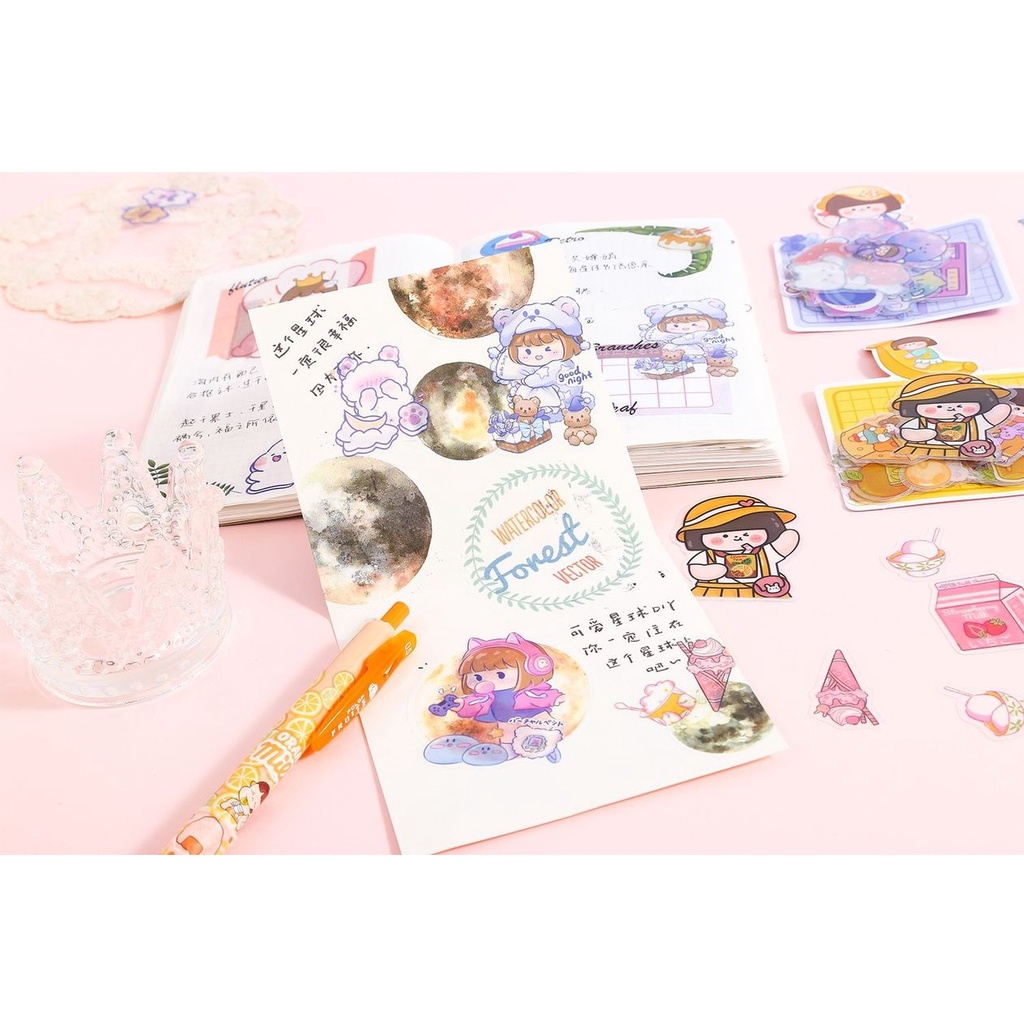 Sticker gói 40 miếng dễ thương nhãn dán rực rỡ mỗi ngày chống thấm nước Be Tiny