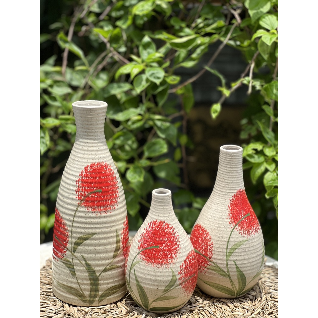 Bộ 3 bình hoa giọt nước - Set bình hoa decor trang trí