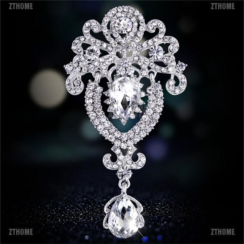 Ghim Cài Áo Hình Hoa Đính Đá Sang Trọng Cho Cô Dâu