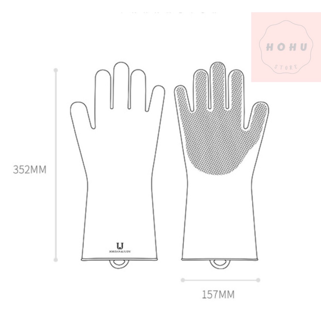 Găng tay rửa chén đa năng silicon chính hãng Xiaomi Jordan&amp;Judy có lớp gai trong lòng bàn tay