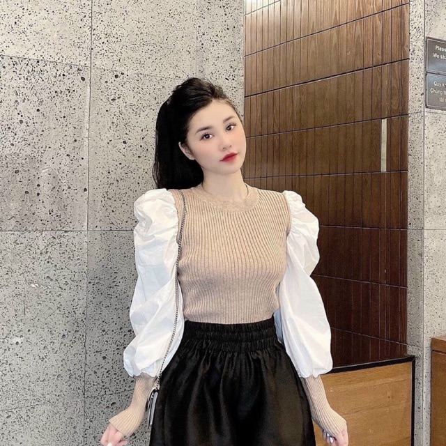 Áo kiểu len tay bồng