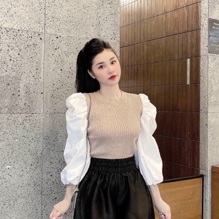 Áo kiểu len tay bồng