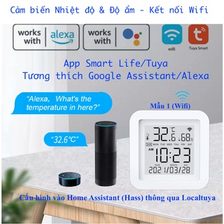 Cảm biến Nhiệt độ & Độ ẩm, có màn hình hiển thị, kết nối Wifi, Hệ Tuya, App Smart Life/ Tuya