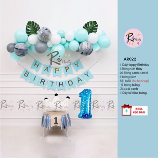 Set Bóng Trang trí sinh nhật đơn giản, xanh, hồng, BOY, GIRL