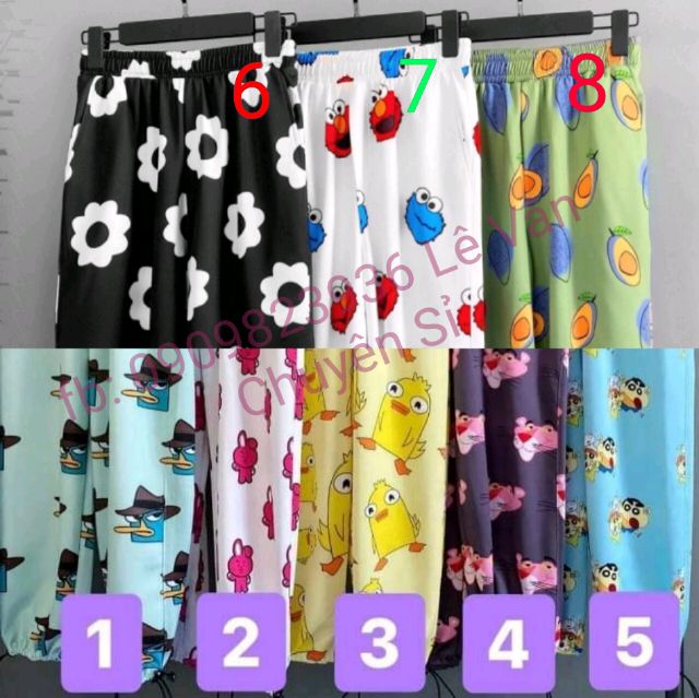 Quần catoon dài,có 12 mẫu, form rộng unisex