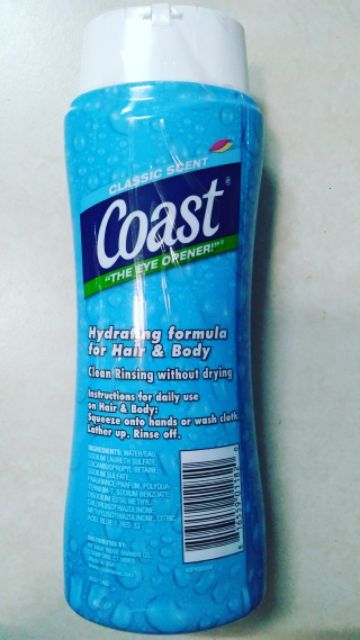 Sữa tắm gội và sữa tắm cho nam Coast Hair and Body Wash 532ml