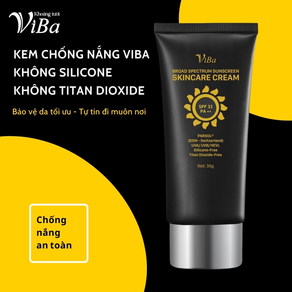 Kem chống nắng phổ rộng VIBA 30gr SPF 32 PA++ VIBA - dưỡng da nâng tông kiềm dầu, bảo vệ khỏi tia UV - Helen Store