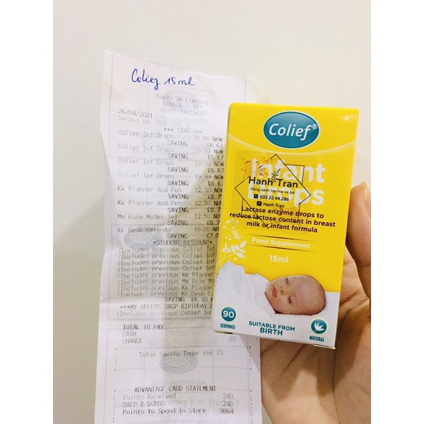 Men Colief Infant Drops cho trẻ bất dung nạp đủ bill UK