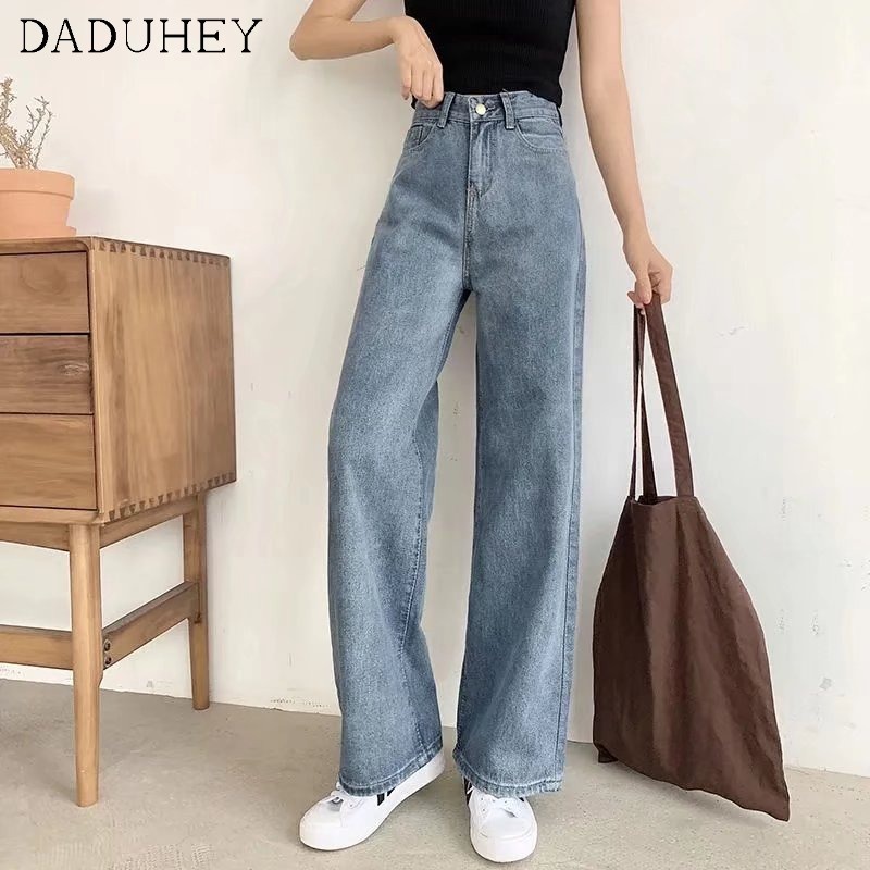 Quần jean daduhey ống rộng thẳng eo cao thời trang mùa hè 2022 dành cho nữ