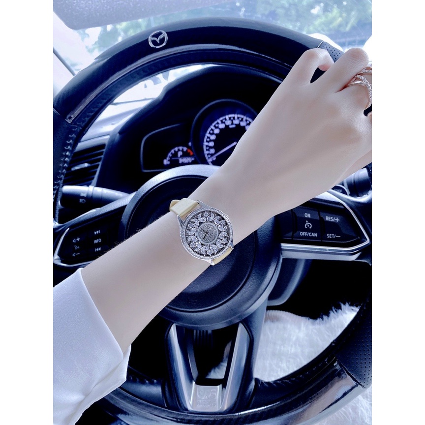 Đồng hồ nữ dây da, đồng hồ nữ GULENA chính hãng, mặt đính kim cương nhân tạo siêu cao cấp, sang chảnh, thời trang hot