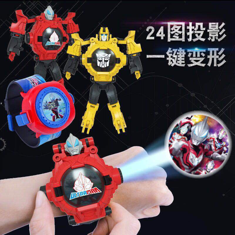 ★Runqi★ Đồng Hồ Điện Tử Dạng Nắp Lật Hình robot Biến Hình Optimus Prime Cho Bé