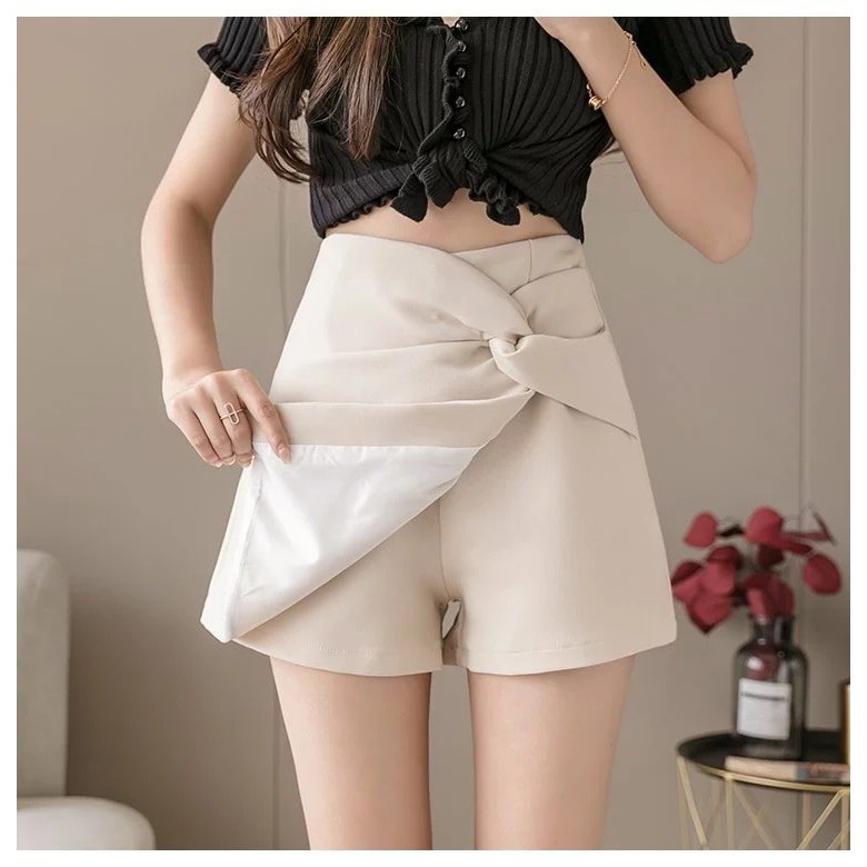 Chân váy A ngắn cạp cao tôn dáng kiểu skirt xoắn eo chất tuyết mưa cực đẹp mặc lên siêu xinh thời trang BANAMO 6310