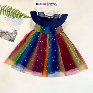 Váy cho bé gái, thời trang bé gái tùng ngôi sao Công chúa lấp lánh có cổ bèo C74 - Likekids