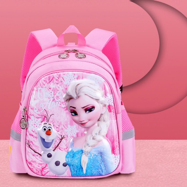 Cặp balo công chúa băng giá dành cho bé, màu hồng xinh xắn