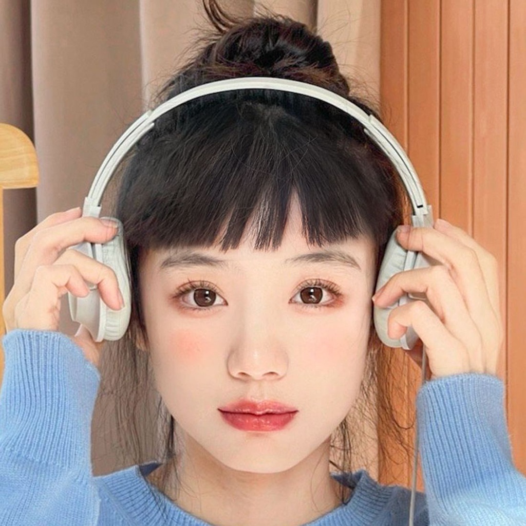 Tóc mái giả ngắn màu đen bằng sợi tổng hợp cách nhiệt thiết kế dễ thương thời trang cho nữ