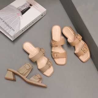 Guốc cao gót nữ Alinie Sapo Mules cao 5p đế vuông quai ngang thời trang bAimée & bAmor - MS1753