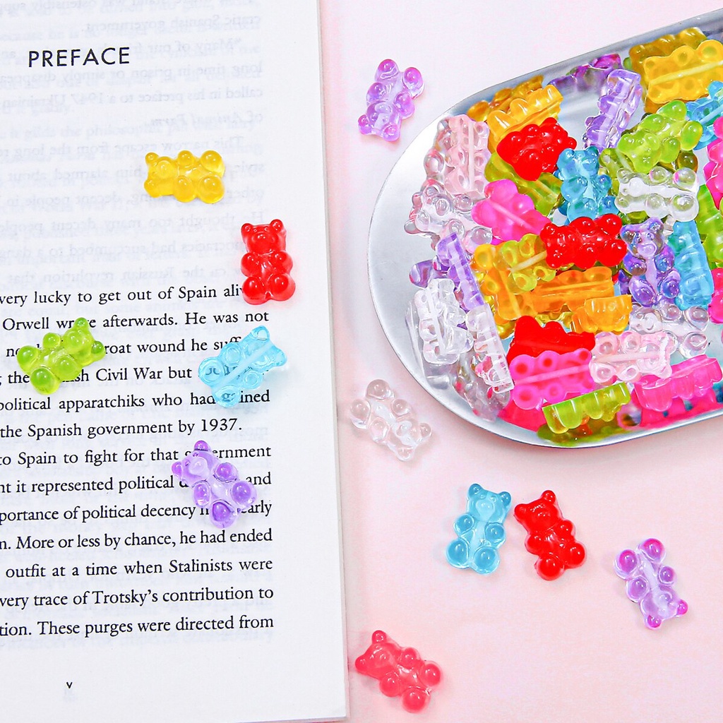 Set 10 mặt dây chuyền bằng nhựa hình kẹo gấu dùng làm vòng cổ/ vòng tay/ bông tai/trang sức