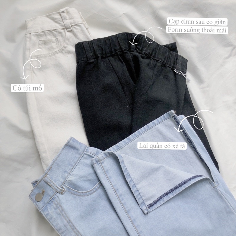 Quần jean nữ suông xẻ ống 3 size SML Pumi