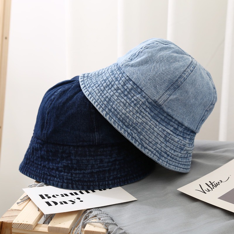 Nón bucket jean trơn thời trang unisex S2