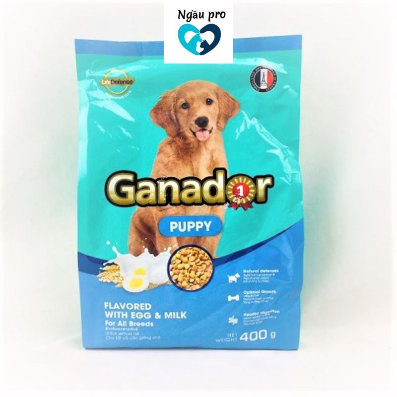 Thức ăn hạt Chó con GANADOR PUPPY vị trứng và sữa gói 400g, Đồ ăn cho chó nhỏ giàu dưỡng chất ngaupet
