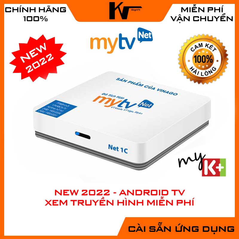 Android TV Box MyTV Net1C, Model 2022, Ram 2GB, Bộ nhớ 16GB, Rom Android TV, Wifi 2 băng tần, Có kết nối Blueooth