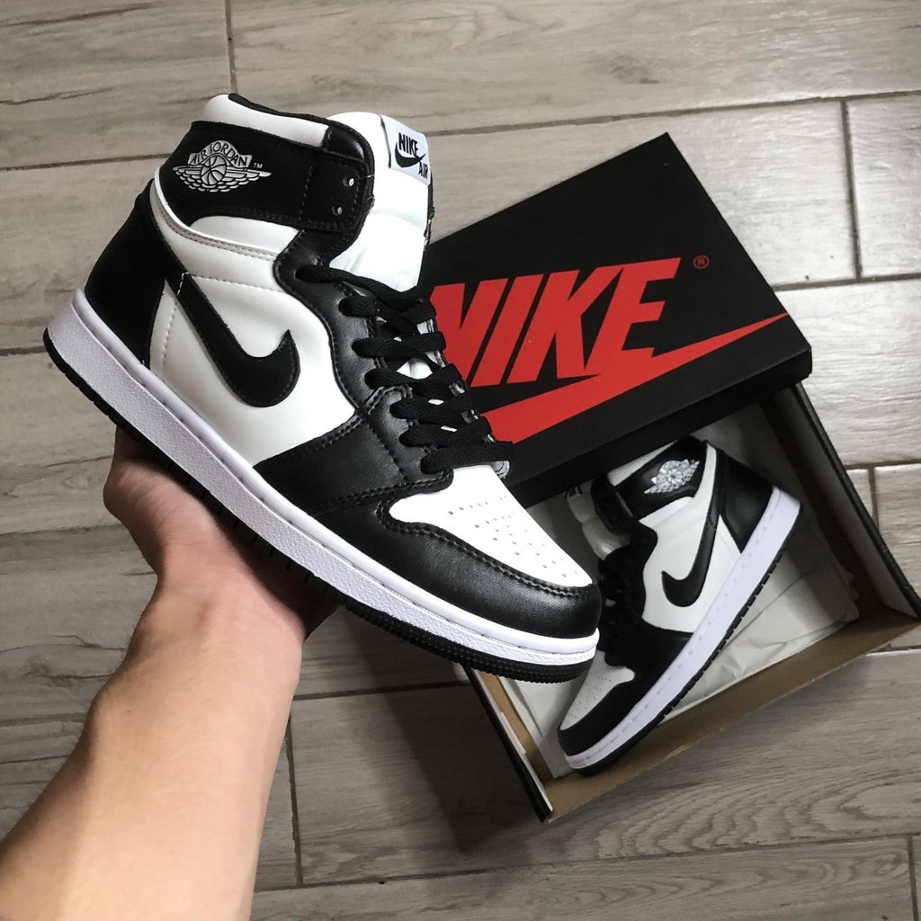 Giày Thể Thao Nam Nữ Nike Jordan Panda Cổ Cao, Giày Ulzzang Đen Trắng Full Box Bill