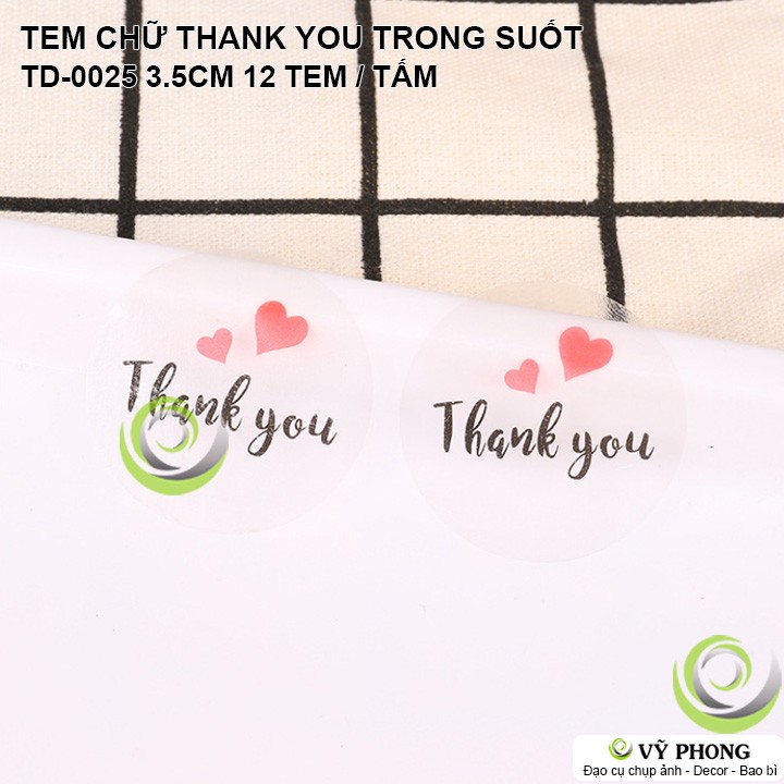 TEM DÁN STICKER TRONG SUỐT CHỮ THANK YOU TRONG SUỐT TRANG TRÍ BAO BÌ TÚI HỘP QUÀ TẶNG TD-0025