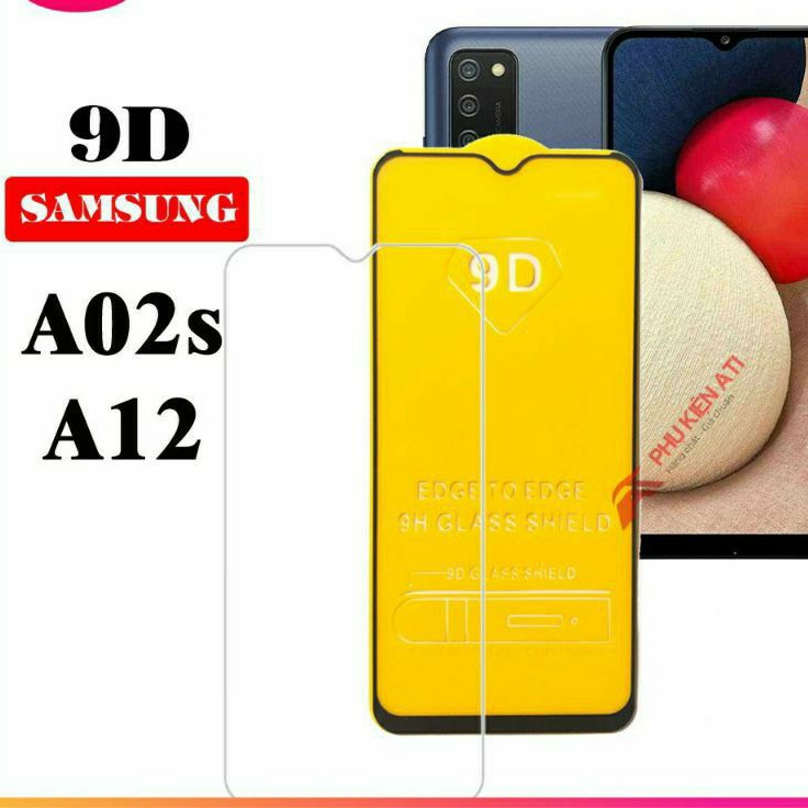 Kính cường lực Samsung A12/ A02s Full màn hình 9D và Ko full Trong suốt-Độ cứng 9H