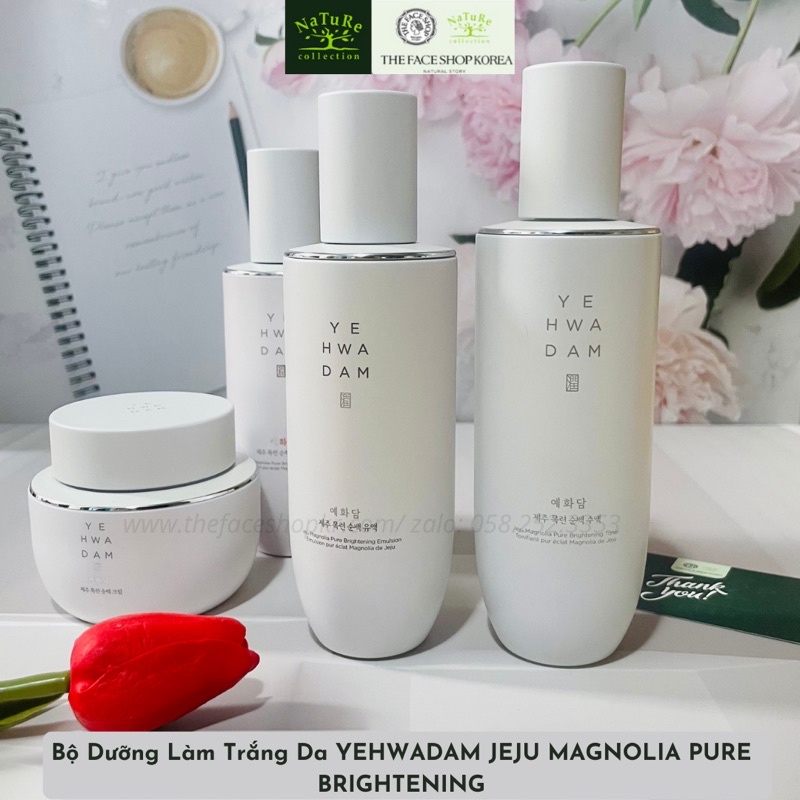 Bộ Dưỡng Làm Sáng Da TheFaceShop YEHWADAM JEJU MAGNOLIA PURE BRIGHTENING (4pcs)