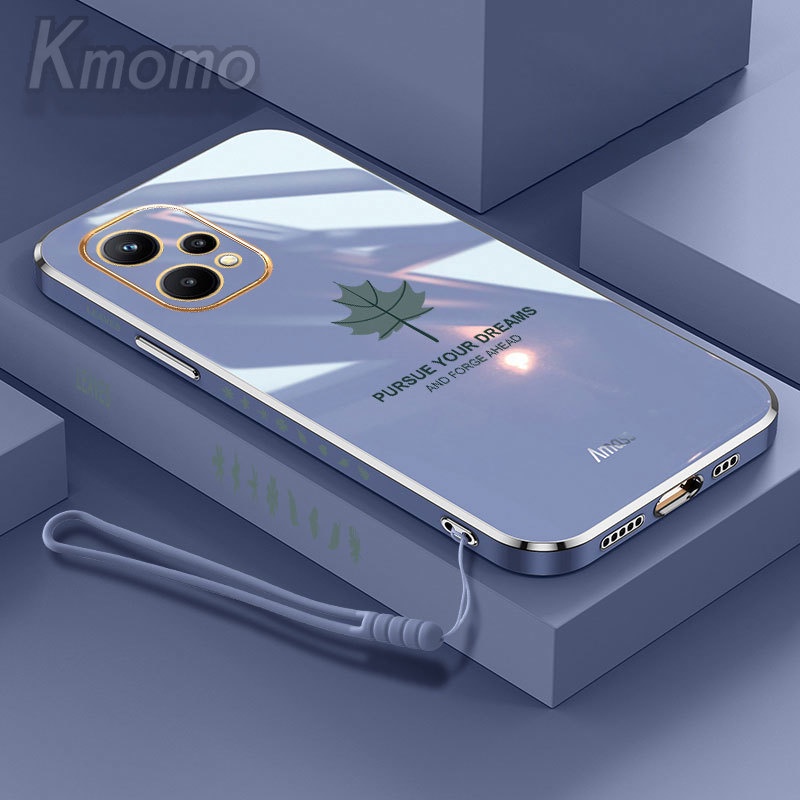 Ốp Điện Thoại Mềm Thẳng Họa Tiết Lá Phong Có Dây Đeo Cho Realme Narzo 50i 50A Prime Narzo 50 5G GT Neo Neo2 Neo3 2022