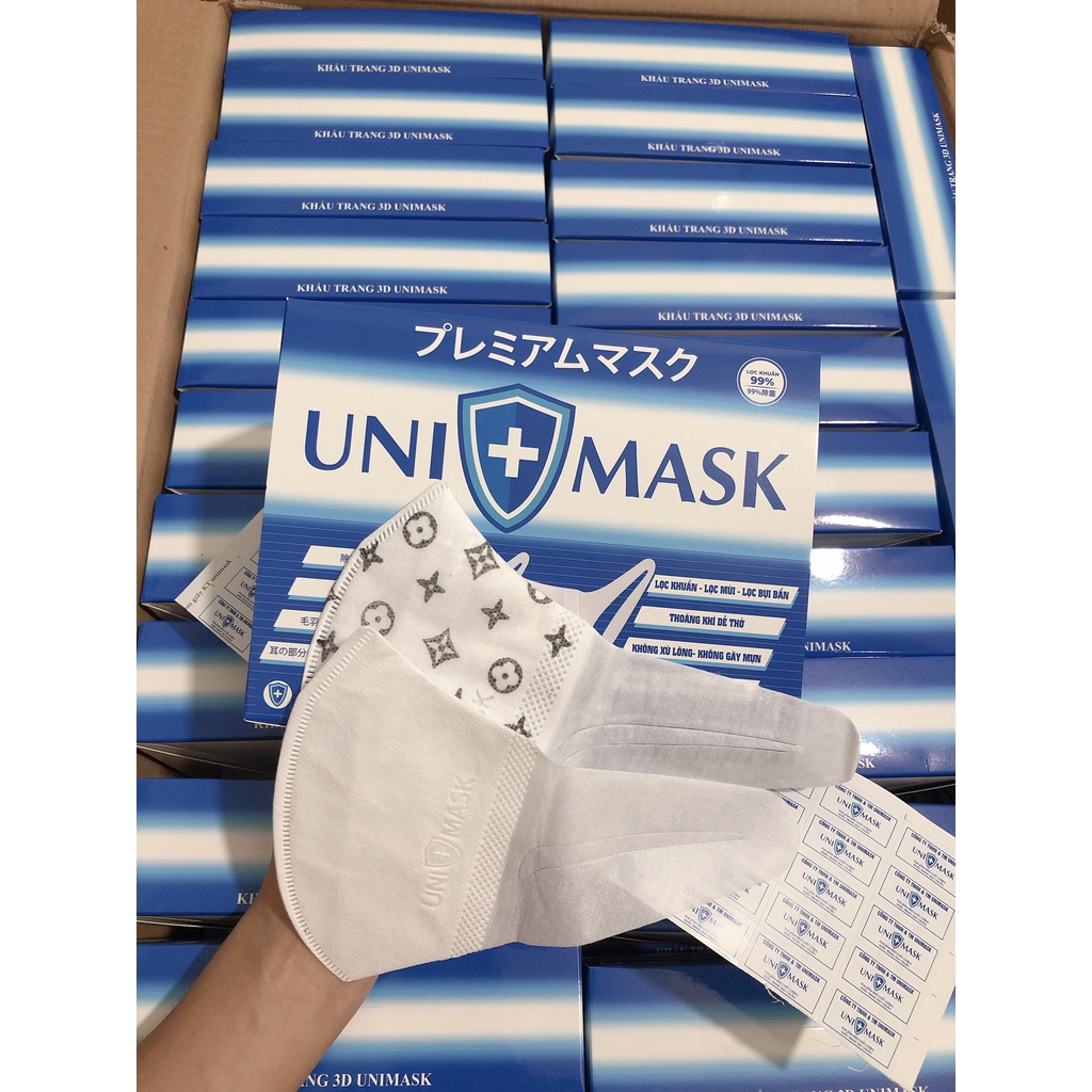 Khẩu trang 3D UniMask Công Nghê Nhật Bản Kháng Khuẩn  -Hàng đóng hộp 50c