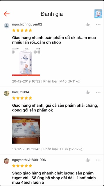 Tã/bỉm quần ANGEL đủ size M40, L38, XL36, XXL34