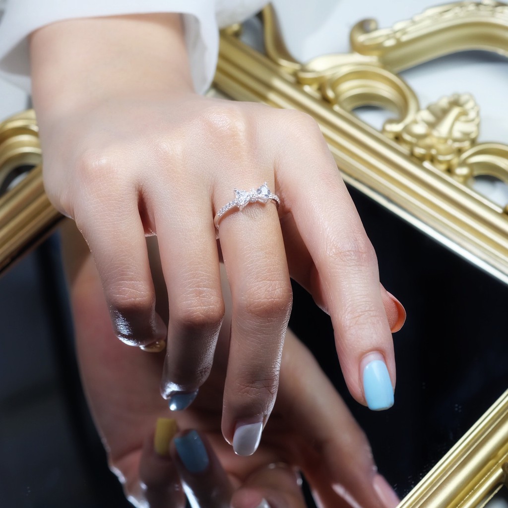 Nhẫn bạc nữ H.A.S hình nơ đính đá Cz cao cấp - Nhẫn nữ thời trang