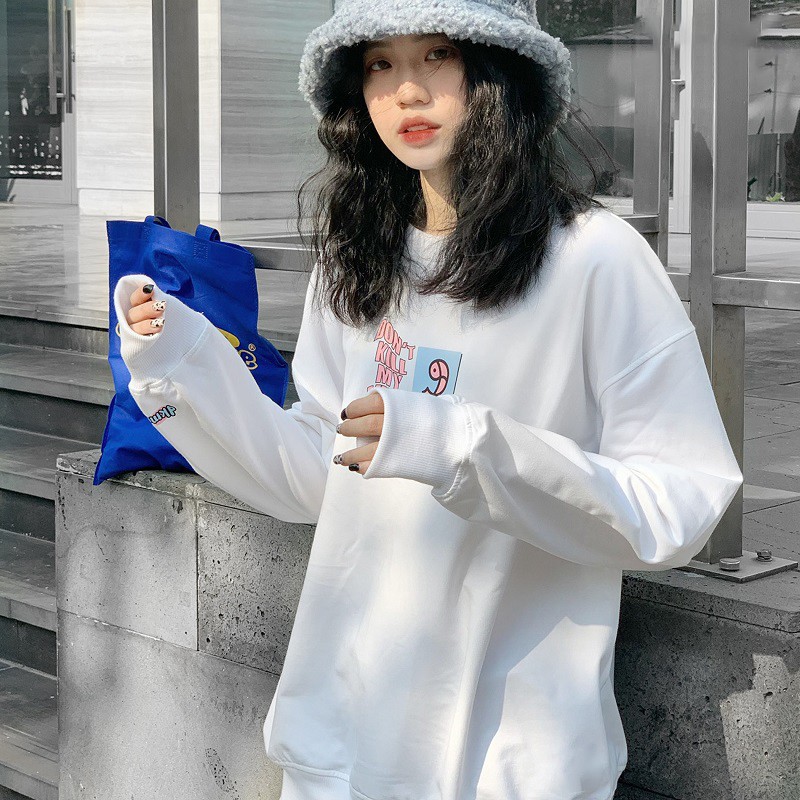 Áo Hoodiekhông cổ Sweater Nữ đáng yêu phong cách Hàn Quốc cá tính, Chất nỉ mã HD32 - Quà tặng ngẫu nhiên DONT KILL MY