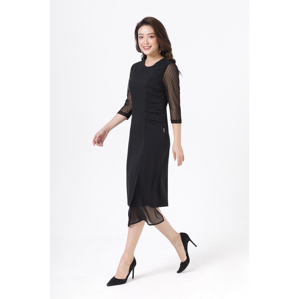Đầm Nữ Ôm Phối Voan Lamer L63F19T017